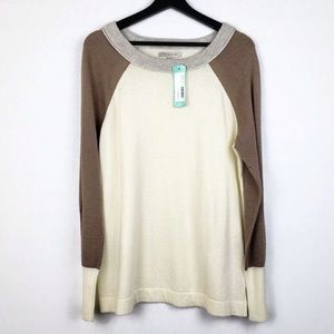 41 Hawthorn Cream and Brown Crew Neck Sweater
